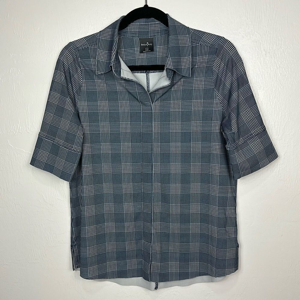 Belyn Key Plaid Short Sleeve Pull On Golf Top Size S